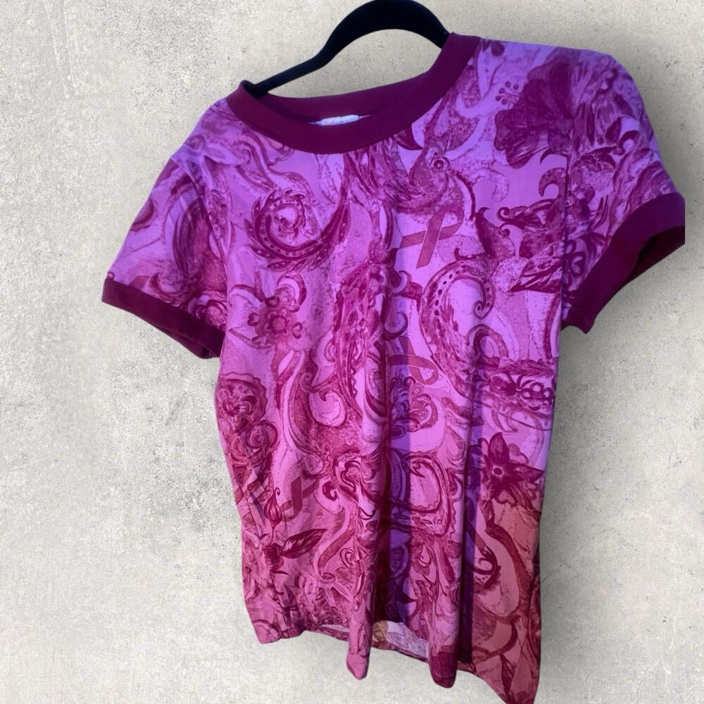 LulaRoe Liv Tshirt-Size Medium-Pink Breast Cancer Awareness Print-NWT